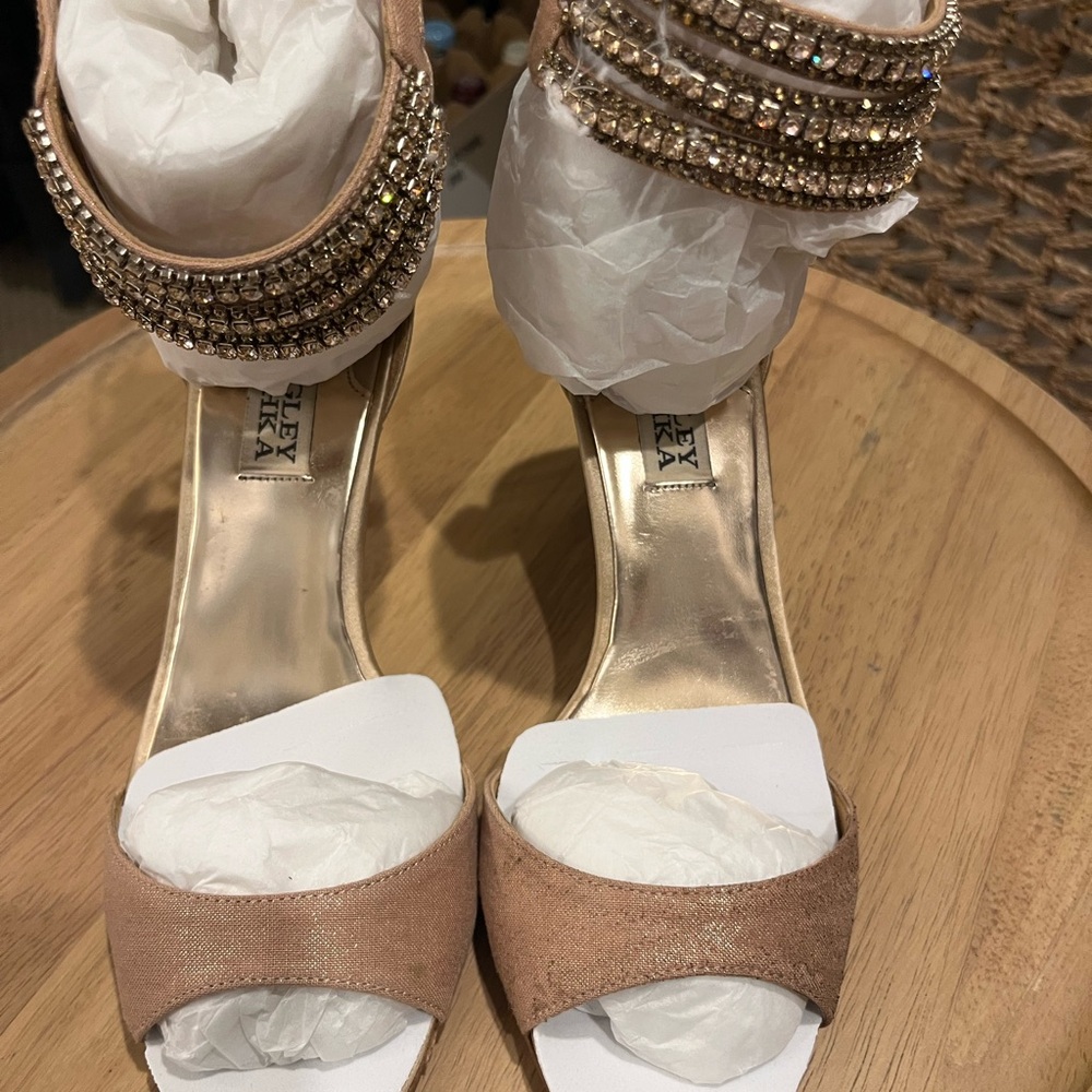 Badgley Mischka Rose Gold Embellished Heels